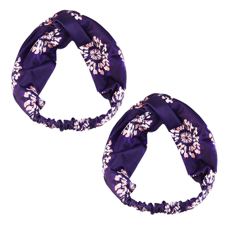 

2PCS Printed Stretch Crossover Headband Elastic Middle Knot Sports Headband(Purple)