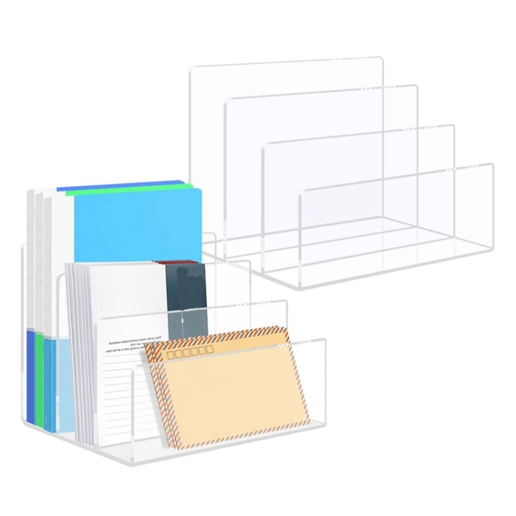 

3 Grid Acrylic File Rack Transparent Storage Rack Book Display Rack