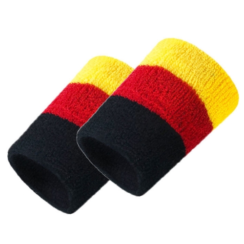 

2PCS Basketball Badminton Tennis Running Fitness Towel Sweat-absorbent Sports Wrist(Black Red Yellow)