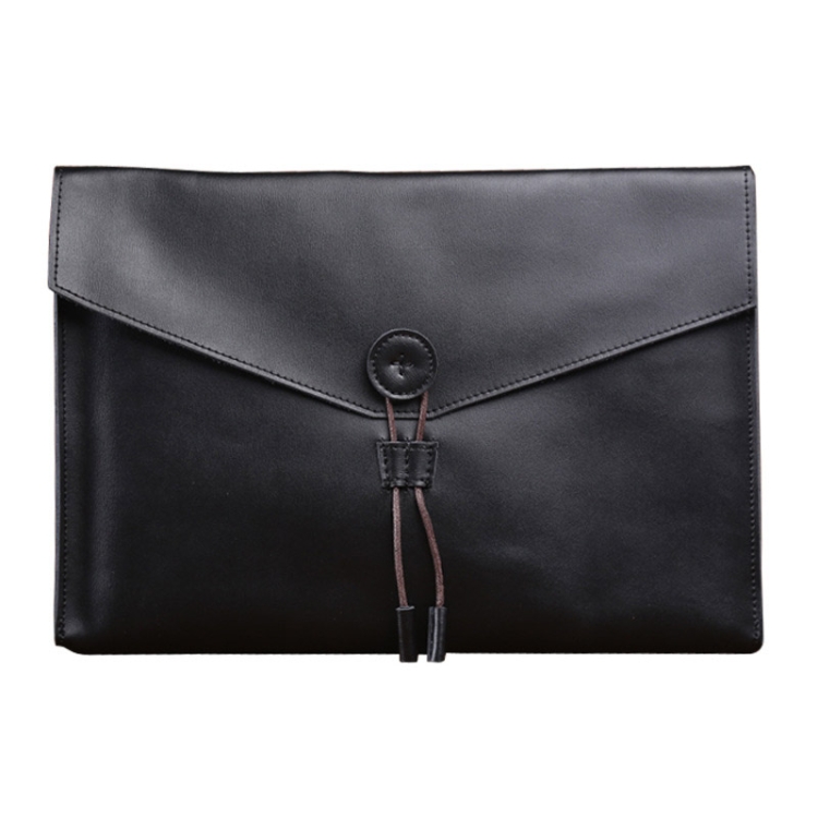 

S121 Leather Wear-resistant Business Briefcase, Color: Black