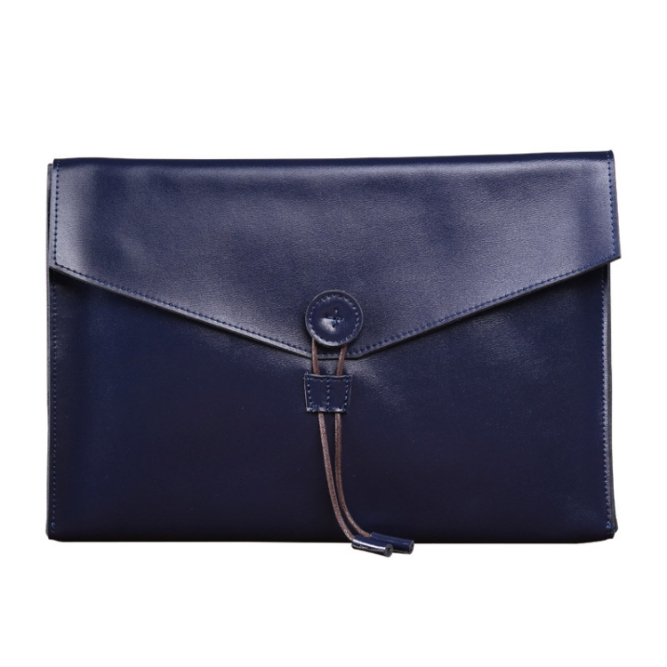 

S121 Leather Wear-resistant Business Briefcase, Color: Blue