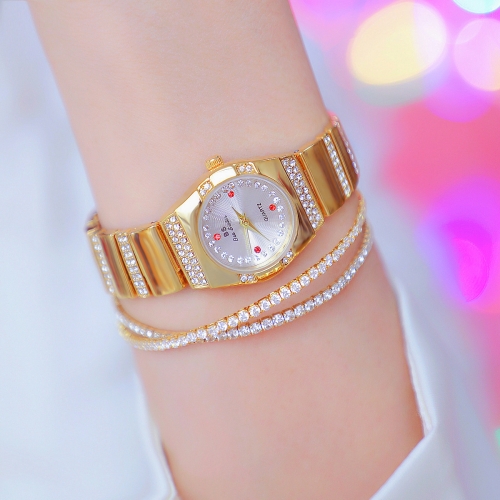 

BS Bee Sister FA1647 Classic Ladies Watch Diamond Wrist Watch(Golden White)