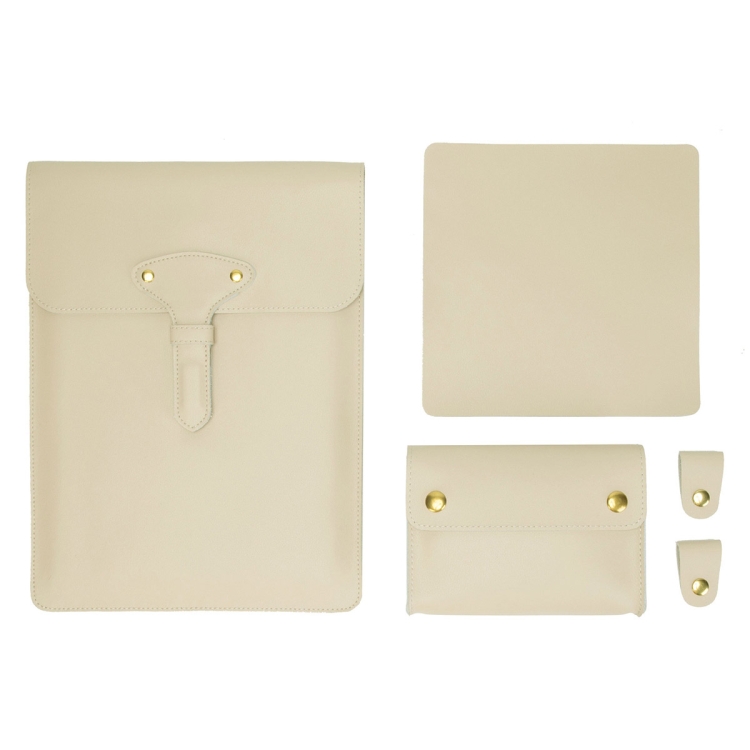 

S177 3 In 1 Leather Waterproof Laptop Liner Bags, Size: 14 inches(Apricot)