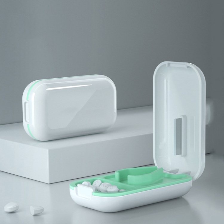 

TP-009 Mini Pill Cutting Box Storage Box Dispenser(Green Pine White)