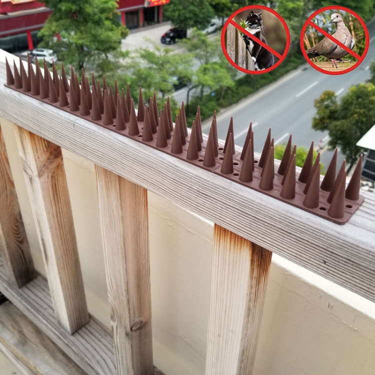 

12 PCS Plastic Bird Repellent Thorns Fence Anti-climb Nails(Brown)