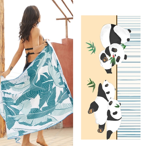 

Quick Dry Beach Towels Microfiber Double Sided Fleece Swimming Towel, Size: 75x160cm(Panda)