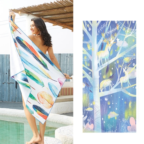 

Quick Dry Beach Towels Microfiber Double Sided Fleece Swimming Towel, Size: 75x160cm(Fantastic forest)