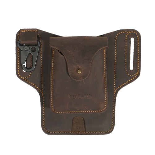 

Outdoor Sports Running Crazy Horse Leather Mobile Phone Waist Bag(Coffee With Buckle)