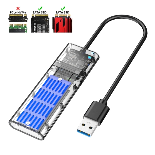 

M.2 to USB 3.0 SSD Adapter for PCIE NGFF SATA M / B Key SSD Hard Drive Disk Box, Color: Blue