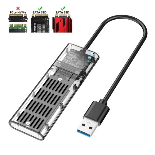 

M.2 to USB 3.0 SSD Adapter for PCIE NGFF SATA M / B Key SSD Hard Drive Disk Box, Color: Black