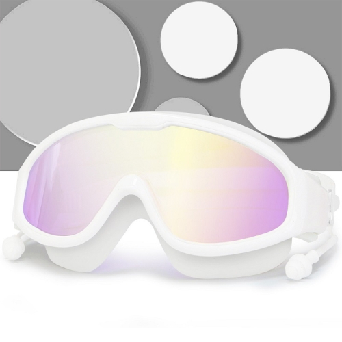 

HAIZID 2 PCS Large Frame Waterproof Anti-Fog Swimming Goggles With Earplugs(White)