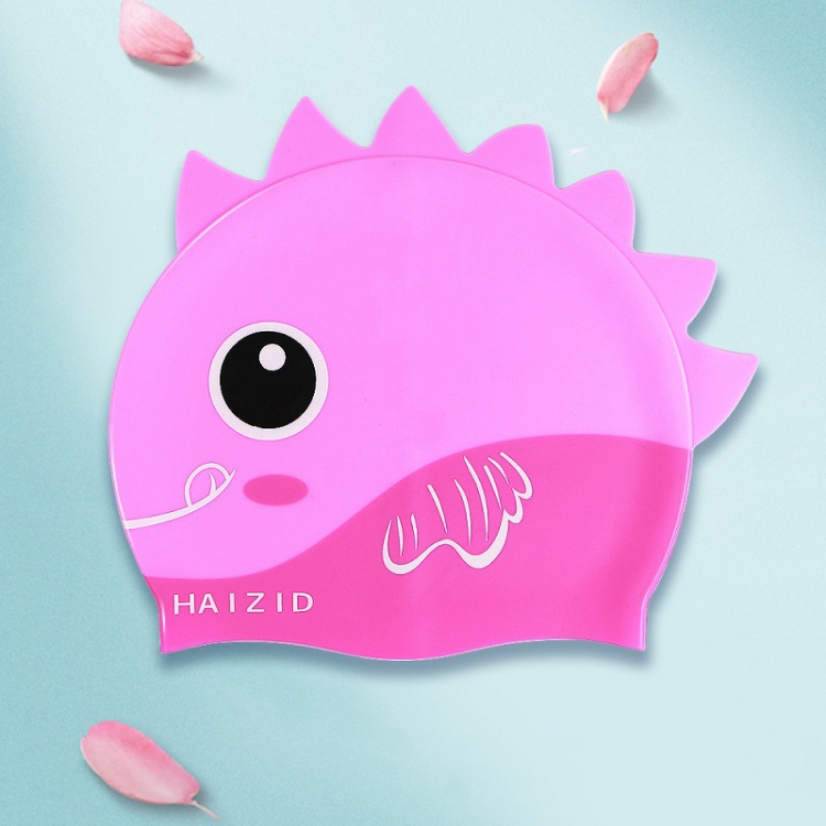 

HAIZID 2 PCS Cute Cartoon Waterproof Silicone Children Swimming Cap(Fish Scales Rose Red Pink)