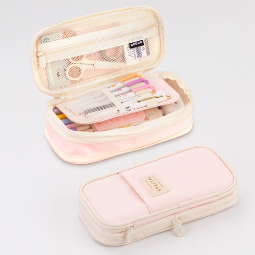 Angoo Double Face Pencil Bag Pen Case Special Macaron Color Dual Side  Canvas Storage Pouch Stationery School Travel Gift F899