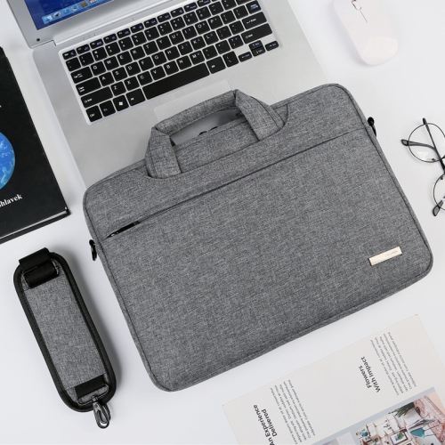 DSMREN Nylon Laptop Handbag Shoulder Bag,Model: 044 Light Gray, Size: 14 Inch