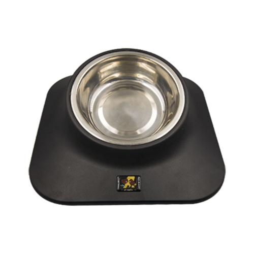 

Pugga Pet Stainless Steel Anti-Slip Bowl Cat Dog Tilted Neck Feeder, Style: Single Bowl Black