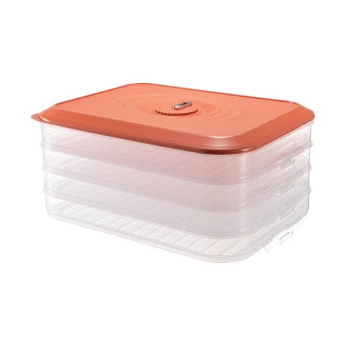 

Household Refrigerator Freezer Large Capacity Dumpling Box, Capacity: Four Layers (Orange)