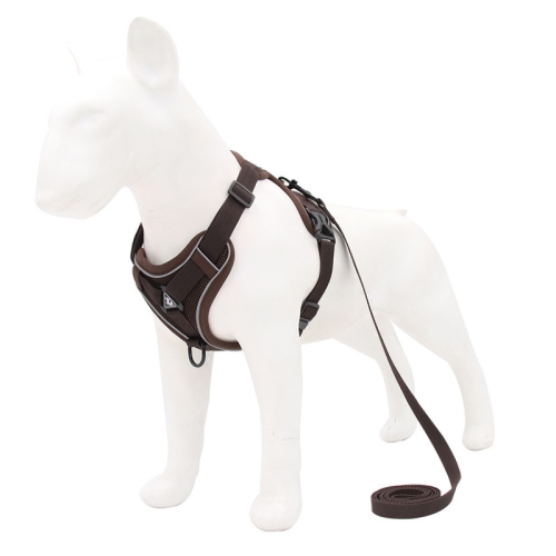 

HT-864 Pet Traction Rope Reflective Breathable Dog Chest Strap Vest, Size: S(Coffee)