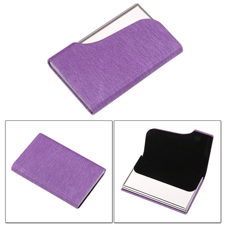 

333 Stainless Steel Large Capacity Business Card Storage Box(Purple)