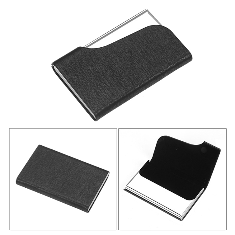 

333 Stainless Steel Large Capacity Business Card Storage Box(Black)