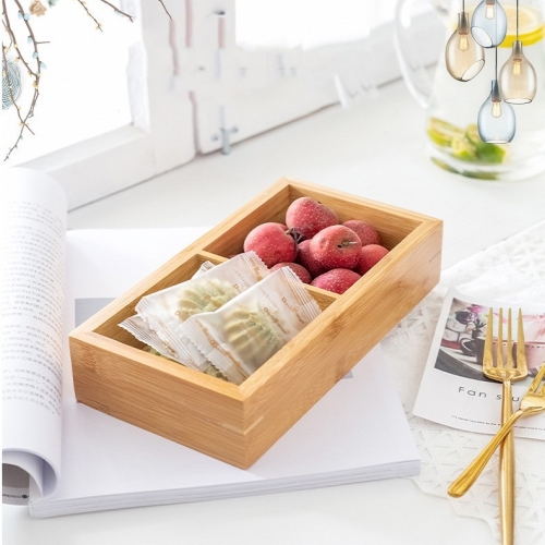 

Bamboo Dried Food Box Compartment Candy Box Snack Storage Box, Specification: 2 Grids