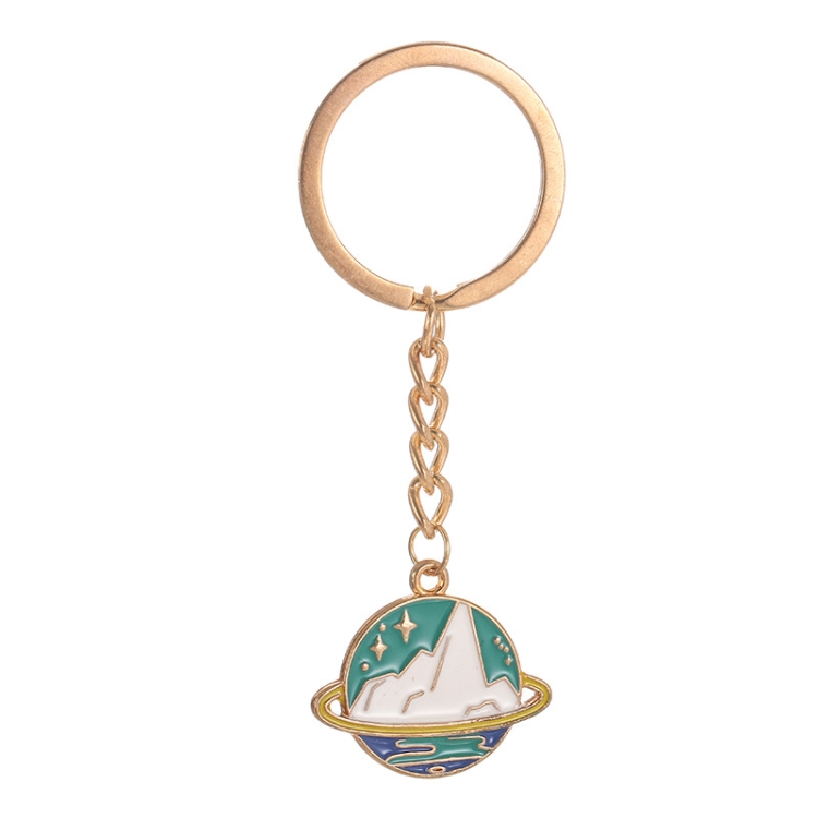 

5 PCS Drip Oil Round Keychain Key Ring Bag Pendant( Snow Mountain)