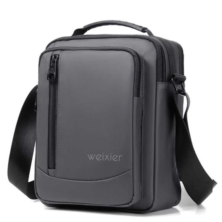 

WEIXIER D237 Men Shoulder Bag Minimalist Outdoor Casual Bag, Color: Double Pull Gray Big
