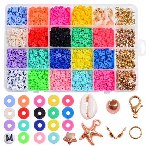 

24 Grid 6mm Soft Ceramic Bead Flakes DIY Bracelet Necklace Making Materials