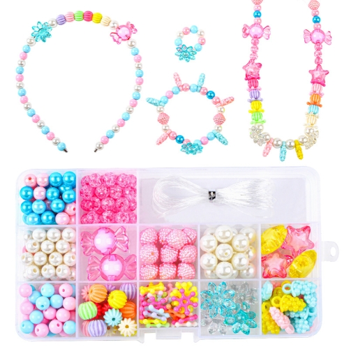 

15 Grid Acrylic Beaded Puzzle Toys Kids DIY Necklace Bracelet Toys