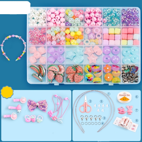 

Beaded Educational Toys DIY Jewelry Material Set For Children 24 Grids Watermelon Fruit Language+M Package