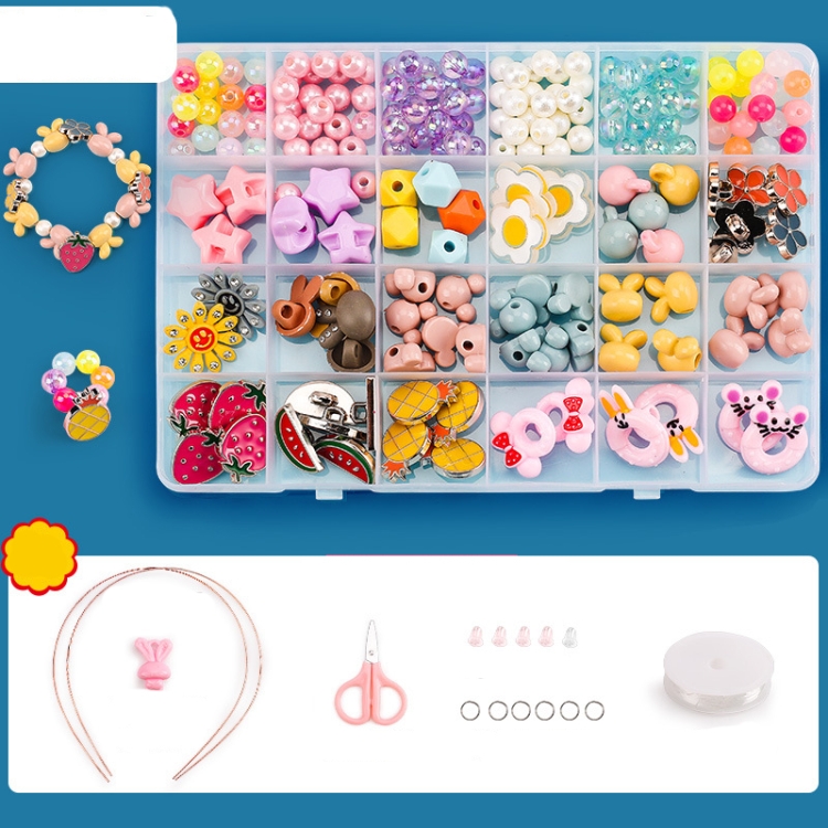 

Beaded Educational Toys DIY Jewelry Material Set For Children 24 Grids Fruit 4 Seasons+S Package