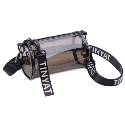 

TINYAT T9058 PVC Transparent Jelly Bag Ladies Messenger Bag Mini Cylinder Phone Bag(Black)