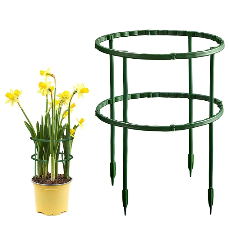 

2 Sets Garden Flower Stand Plant Plastic Support Ring, Style: Long Double Layer(Green)