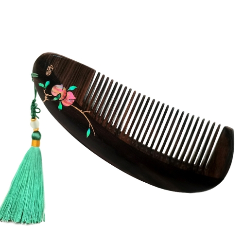 

Peach and Plum Spring Breeze Sandalwood Comb Lacquer Art Painted Craft Comb,Package: OPP Bag