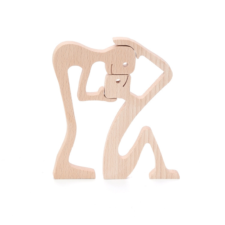 

Wooden Human Dog Ornaments Office Home Wood Carving Decoration(B45)