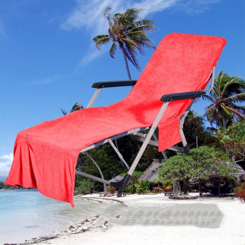 

Microfiber Absorbent Quick Dry Double Layer Zipper Beach Chair Cover(Red)