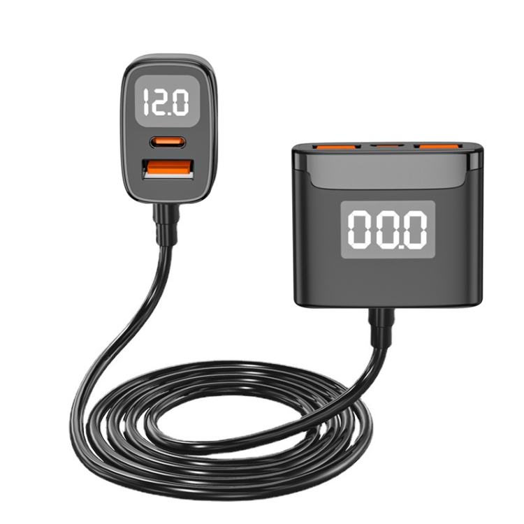 

One For Four Car Charger QC3.0 Fast Charge 4USB Car Front And Rear Seat Car Charger, Style: Upgraded Edition