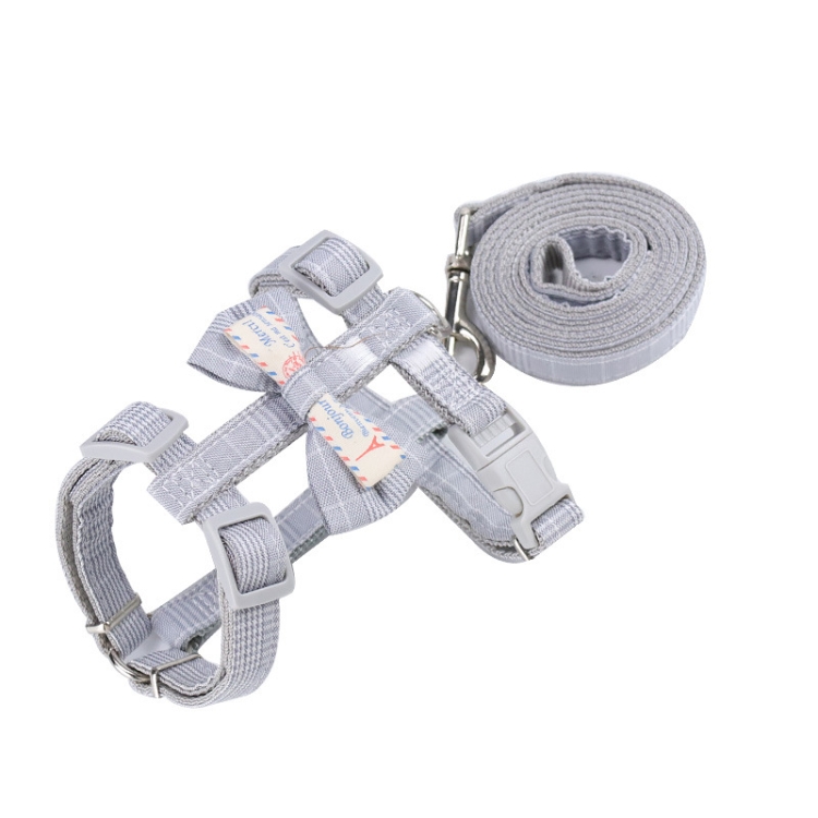 

2 PCS Bow-knot Anti-breakaway Adjustable Cat Leash L(Light Gray)