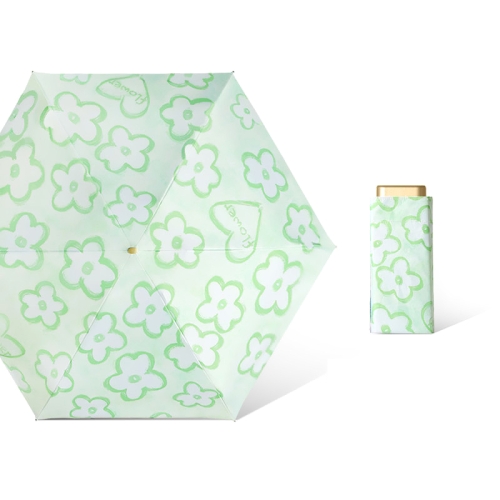 

Six Bone Lightweight Sunscreen Umbrella Small Fresh Folding UV Protection Umbrella, Color: Outer Flower Chickweed