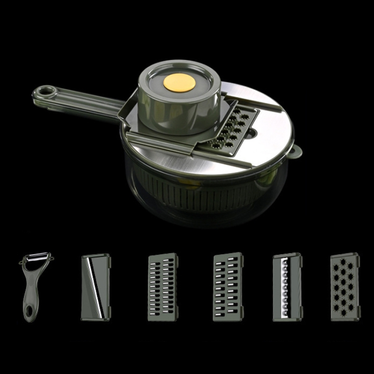 

6 In 1 Hand-guard Vegetable Cutter with Water Filter and Storage Function(Green)