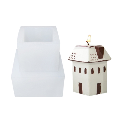 

DIY Christmas Candle Aromatherapy Gypsum Silicone Mold, Shape: Snow House 3