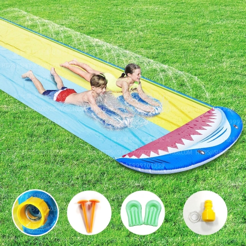 

PVC Water Spray Shark Slide Lawn Park Outdoor Water Toys With Surfboard