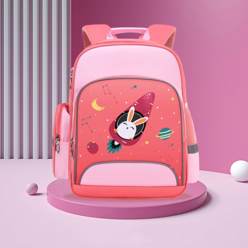 

6623 Cartoon Load-reducing Children Schoolbag with Reflective Strips, Size: S (Pink)