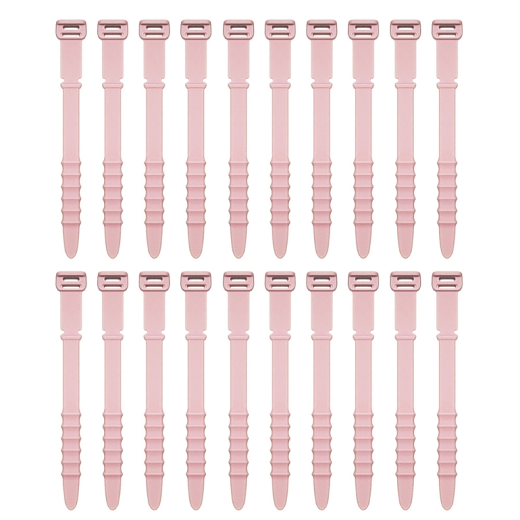 

3 Sets 20pcs/Set Fishbone Silicone Cable Tie Cable Organizer Winder, Color: Pink