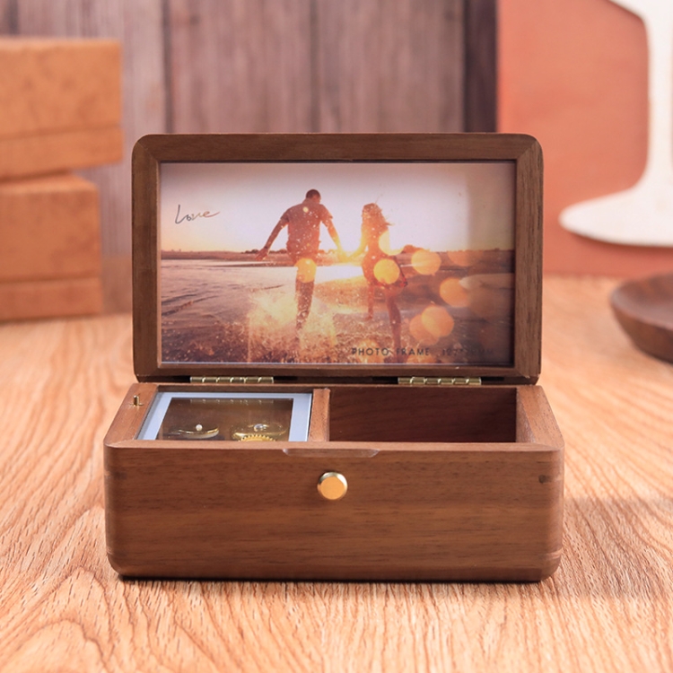 

Wooden Jewelry Storage Music Box with Photo Frame Function, Spec: Walnut