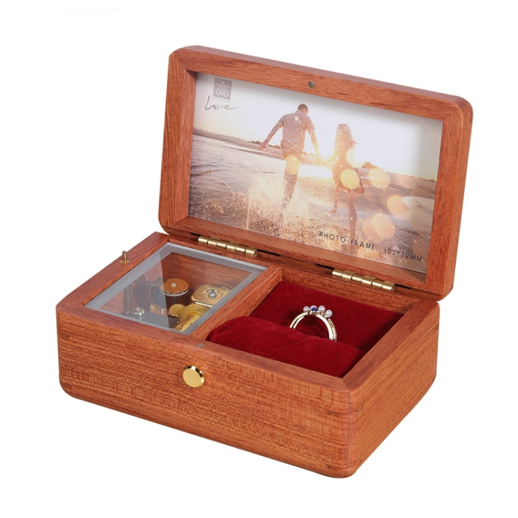 

Wooden Jewelry Storage Music Box with Photo Frame Function, Spec: Rosewood+Ring Flannel