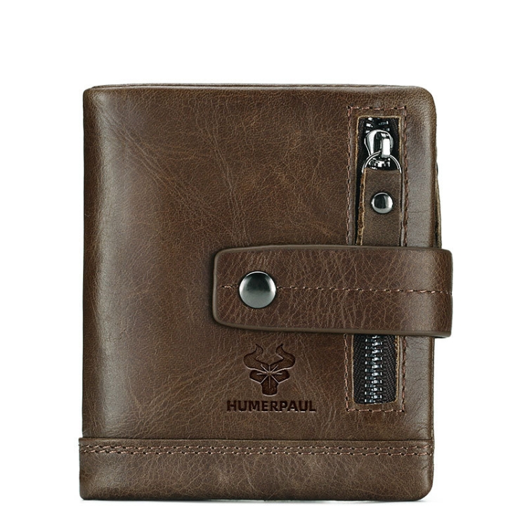 

HUMERPAUL hu828 Zipper Buckle Leather Wallet Multifunctional Hand Bag(Dark Brown)