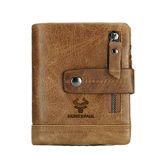 HUMERPAUL hu828 Zipper Buckle Leather Wallet Multifunctional Hand Bag(Brown)