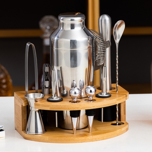 

BY-F12 Semicircle Wooden Base Bar Shaker Set, Spec: 700ml