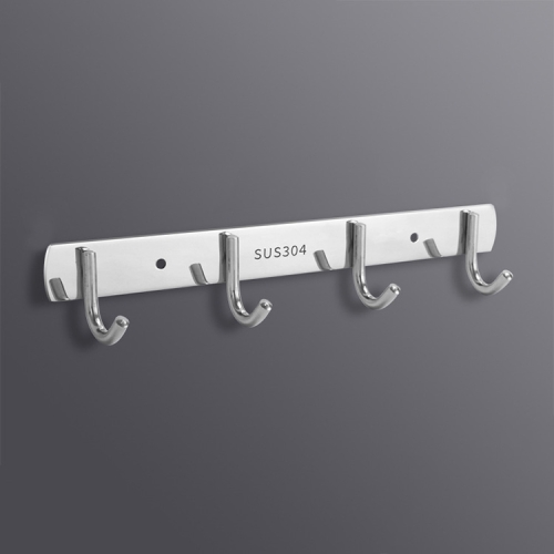 

304 Stainless Steel No Punching Door Rear Coat Hook, Specification: 4 Hooks