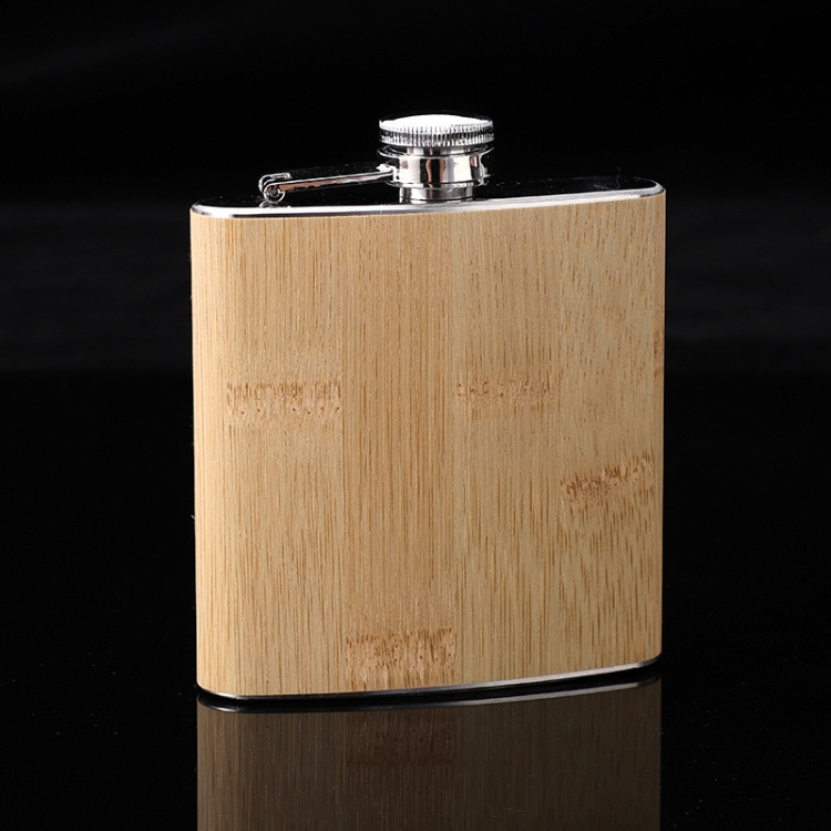 6oz Wood Leather Hip Flask Stainless Steel Whiskey Wine Alcohol Flagon(Style  4)